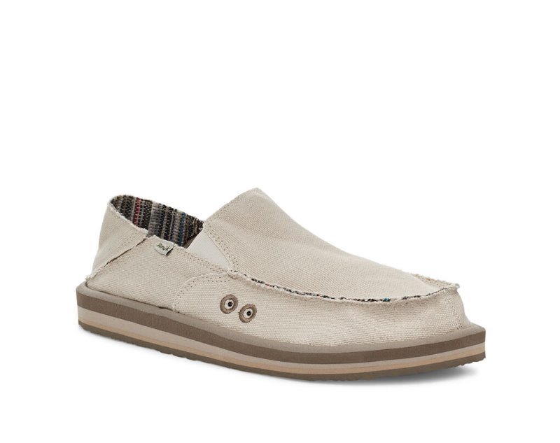 Sanuk Mens Vagabond Soft Top Hemp Collapsible Heel Beige Shoes | LIVEOU079